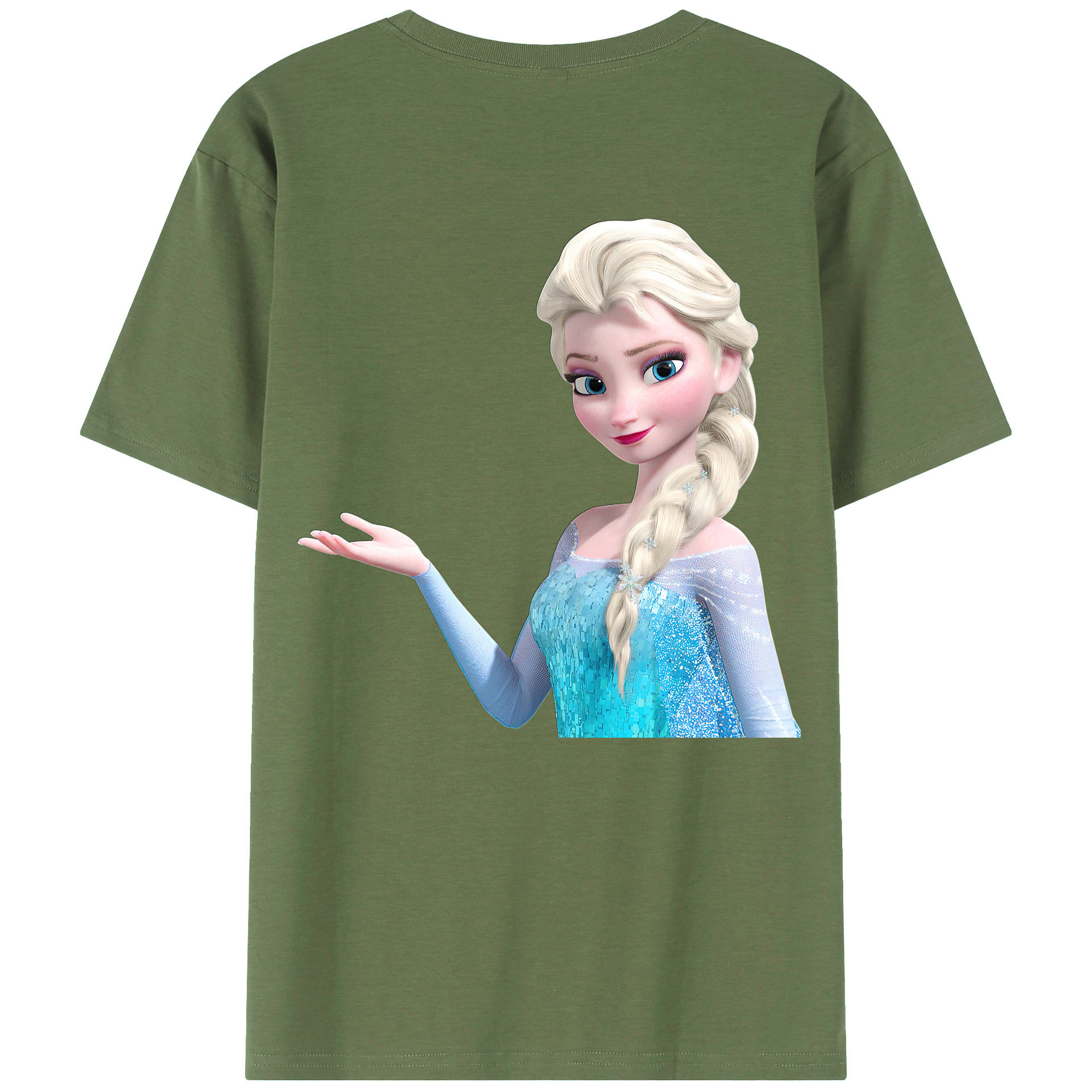 （画像用） アナと雪の女王 アンナ エルサ Frozen Anna Elsa 綿100％ メンズ半袖Tシャツ（バックプリント） 通気性